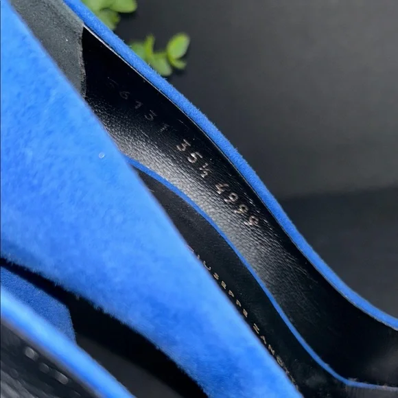 Giuseppe Zanotti Royal Blue Heels with Gold Detail - Picture 6 of 16